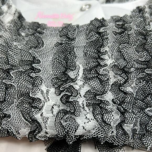 Nanette Baby Infant Girl's White with Gray Tulle Overlay Party Dress 12 Months - Picture 8 of 15